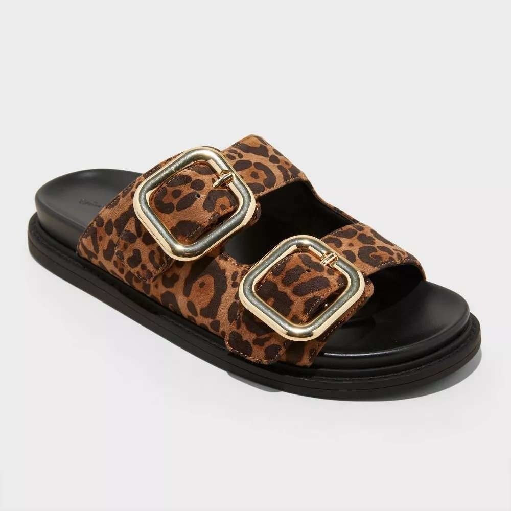 Women's Collin Slide Sandals by Universal Thread Leopard Size 5 New Without Tags